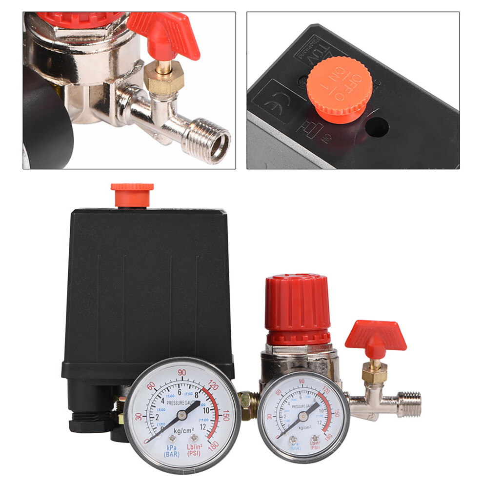 Small Air Compressor Pressure Switch Regulator with Gauges, G1/4