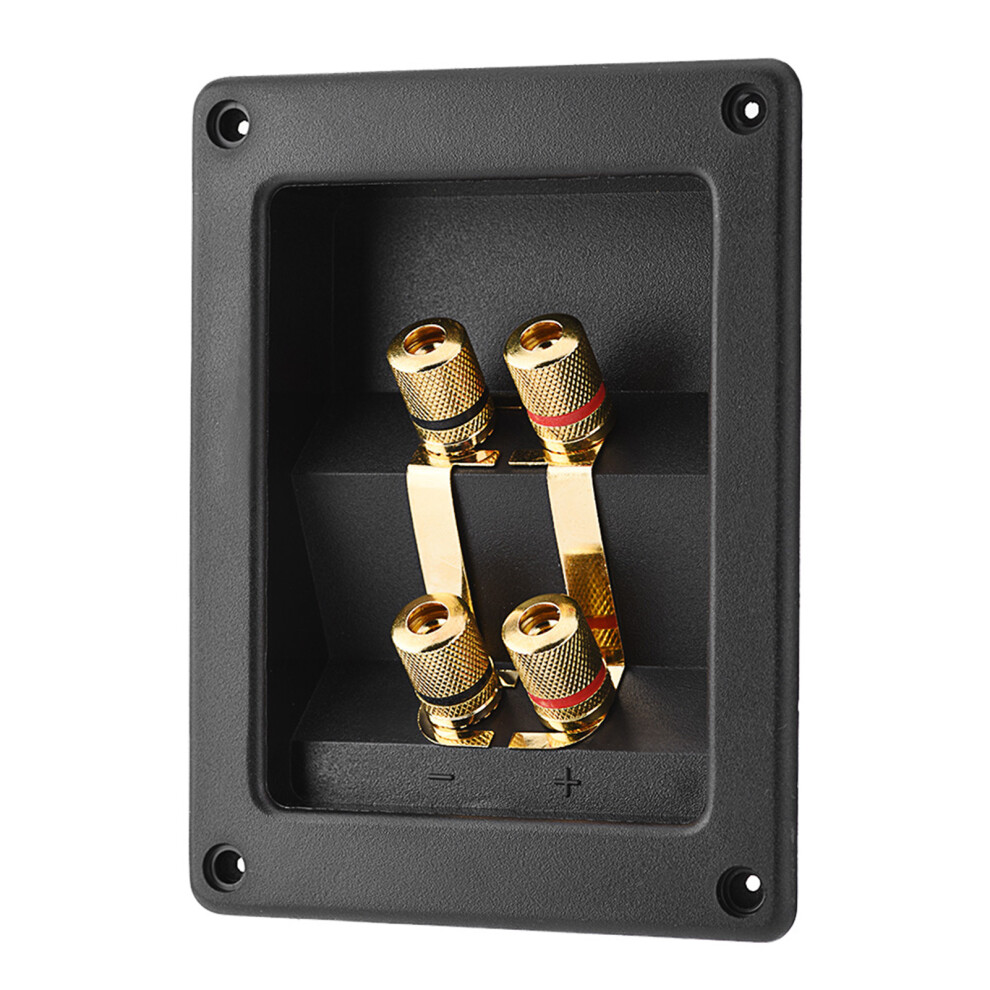Acoustic Speaker Terminal Box With 4 Copper Binding Posts Cable Connectors 3681392750758