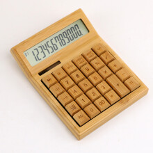 Multifunctional Bamboo Calculator 12-Digit Solar & Battery Powered for Home Office