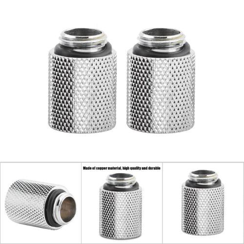 2pcs Copper G1/4 Water Cooling Extender Fittings for PC - Silver 2