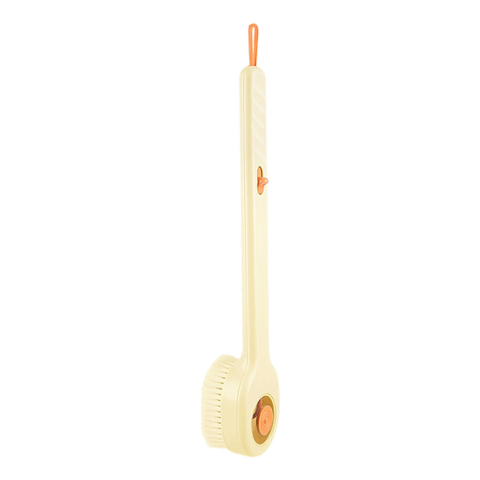 Ergonomic Long Handle Bath Brush With Shove Dispenser-Yellow