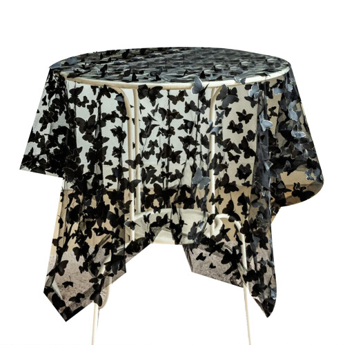 Artistic Tablecloth Washable Sheer Kitchen Party Use-Black XL 1