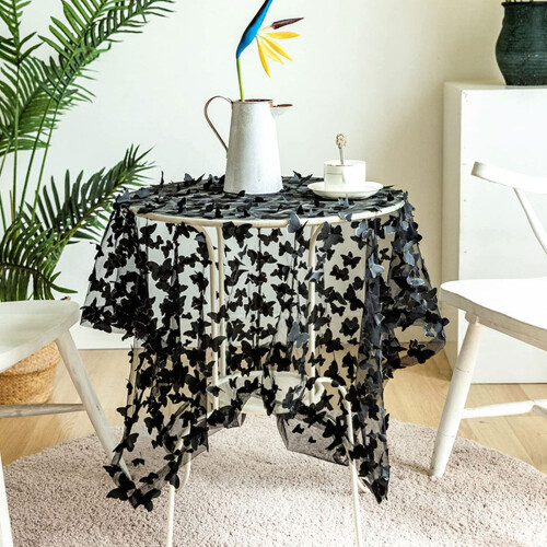Artistic Tablecloth Washable Sheer Kitchen Party Use-Black XL 2