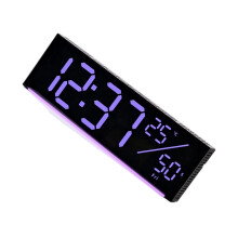 Digital Wall Clock With Auto Color Cycling-6677R Black Shell