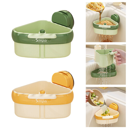 Suction Cup Sink Strainer Vegetable Washer ABS Durable-Yellow 2