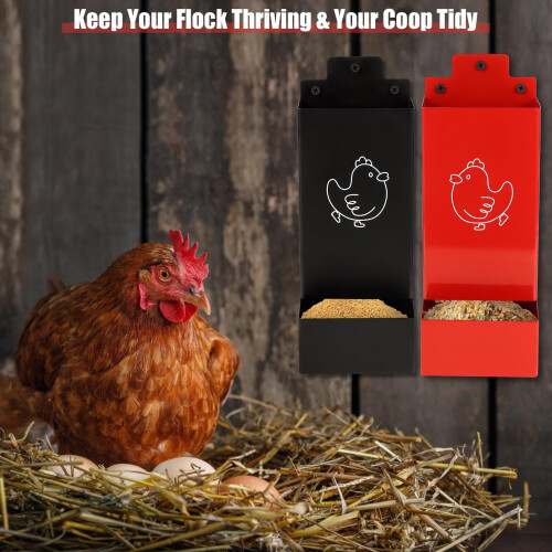 Automatic Chick Oyster Shell Feeder Iron-A set of black and r 2