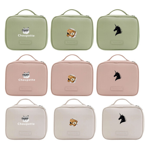 Water Resistant PU Cosmetic  Bag Compartment Spacious-White cat 2