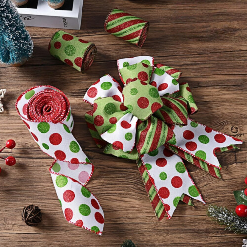 Dynamic Holiday Decoration Ribbon Roll With-Green bottom dot 1