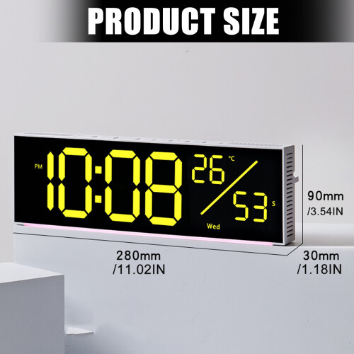 Digital Wall Clock With Auto Color Cycling-6677R Black Shell 2