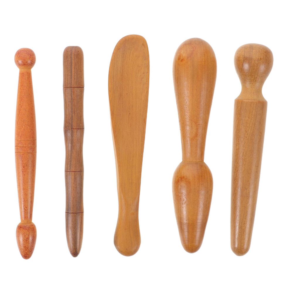 Artibetter 5Pcs Handheld Wooden Massage Sticks For Facial, Foot & Body Relaxation