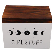White Wooden Feminine Product Organizer Box with Lid for Bathroom