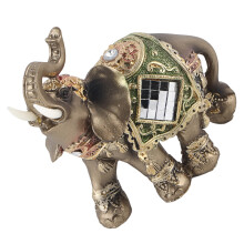 Prosperity Green Elephant Sculpture for Home Decor & Gift Ceramic 20cm