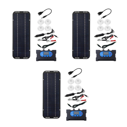 3Sets Polysilicon Solar Panel Kit 30W USB-C Controller Outdoor Camping 1