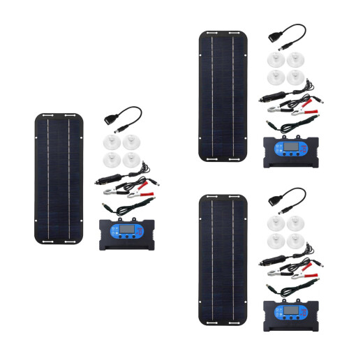 3Sets Polysilicon Solar Panel Kit 30W USB-C Controller Outdoor Camping 2