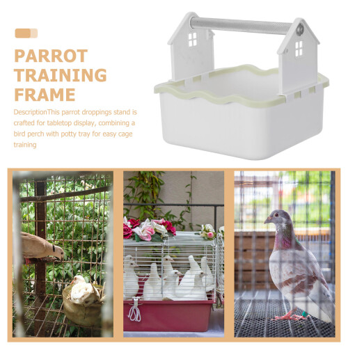 White Desktop Bird Training Stand with Potty Tray for Conures 2