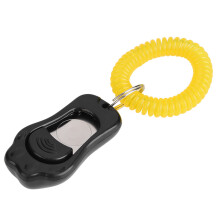 Adjustable 3-Gear Paw-Shaped Dog & Cat Training Clicker with Wrist Strap (Black)
