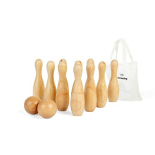 Set de bowling en bois - BIGJIGS - jeu enfant - 10 quilles &amp; 2 boules - FSC - peintures non toxiques