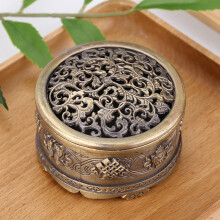Vintage Lotus Incense Burner - Zinc Alloy Backflow Cone Holder (Small, Green)