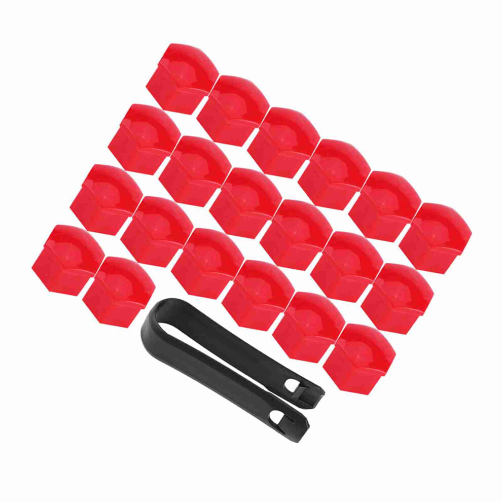 20Pcs Universal Wheel Hub Covers 17Mm Lug Nut Protectors Red 7691392762503