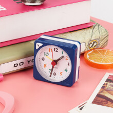Mini Travel Alarm Clock Quartz LED Light with Snooze Function, Blue