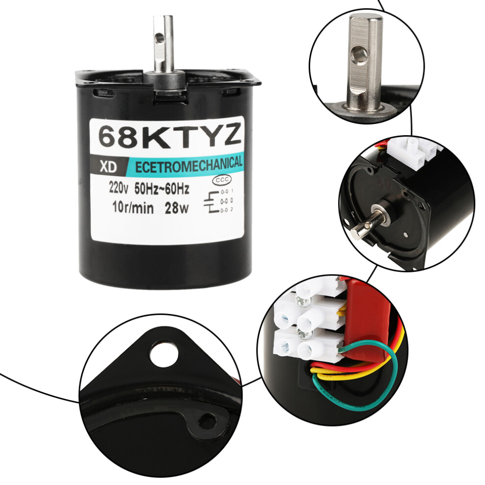 Ac220v 28W 68Ktyz Synchronous Motor 10Rpm Cw/Ccw Low Noise 4661392925485