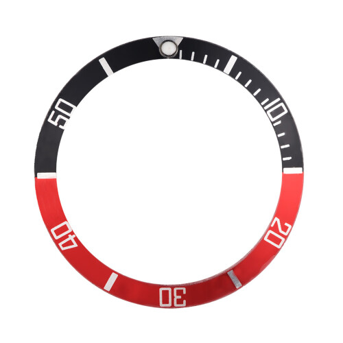 Aluminum Watch Bezel Insert Ring Black Red Replacement 37.5mm 1