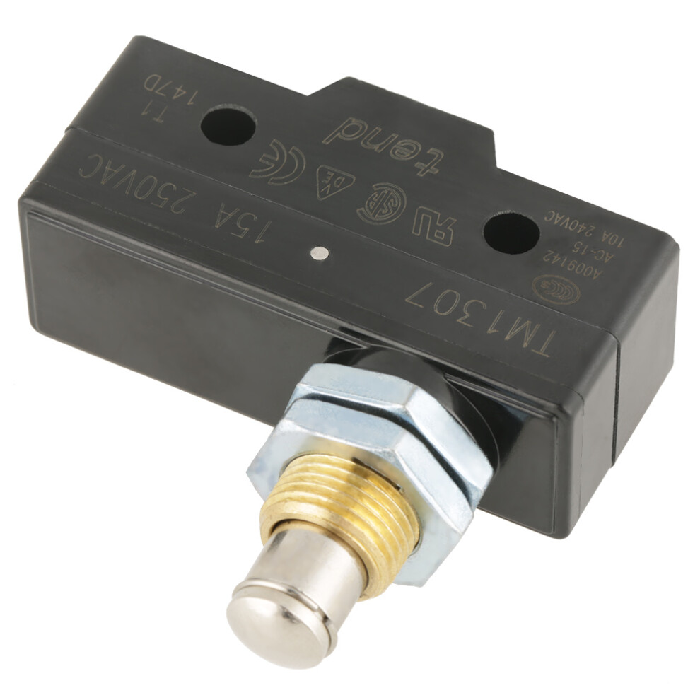 Black Tm1307 Micro Limit Switch - 250V 15A Panel Mount, 5X4.8cm 4931392770232