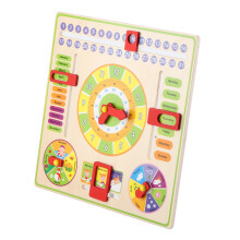 Multifunctional Wooden Kids Clock – Time Date Season & Weather Learning Toy