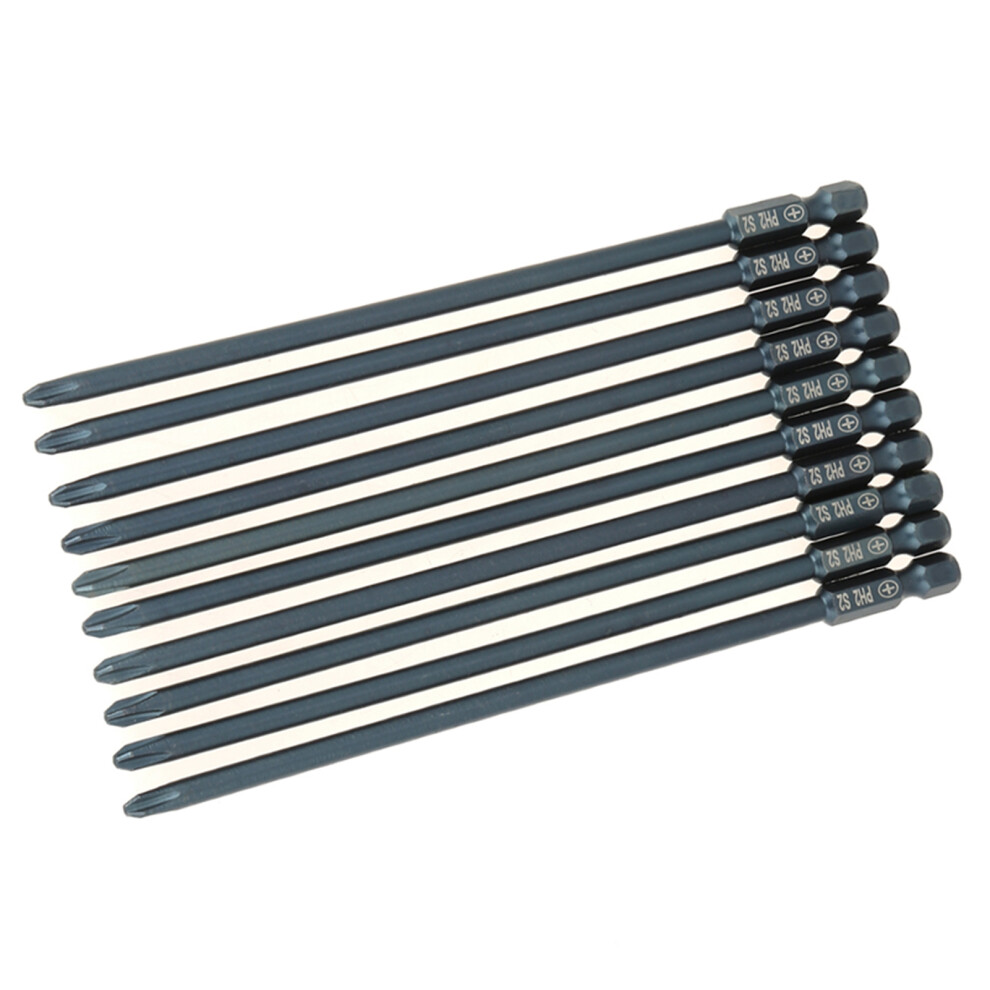 S2 Steel Ph2 Cross Head Screwdriver Bits Set 10Pcs 150Mm With 1/4Inch Hex Shank 4341392774602