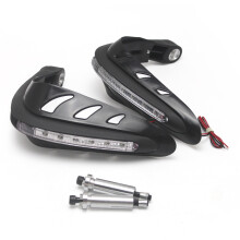Universal Motorcycle Handguards with LED Turn Signals, Black/White, 24x20cm