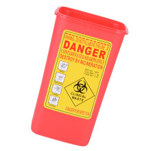 1L Red Medical Plastic Sharps Container for Tattoo Needles, 115x100x165mm
