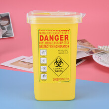 1L Yellow Medical Plastic Sharps Container for Needles & Waste