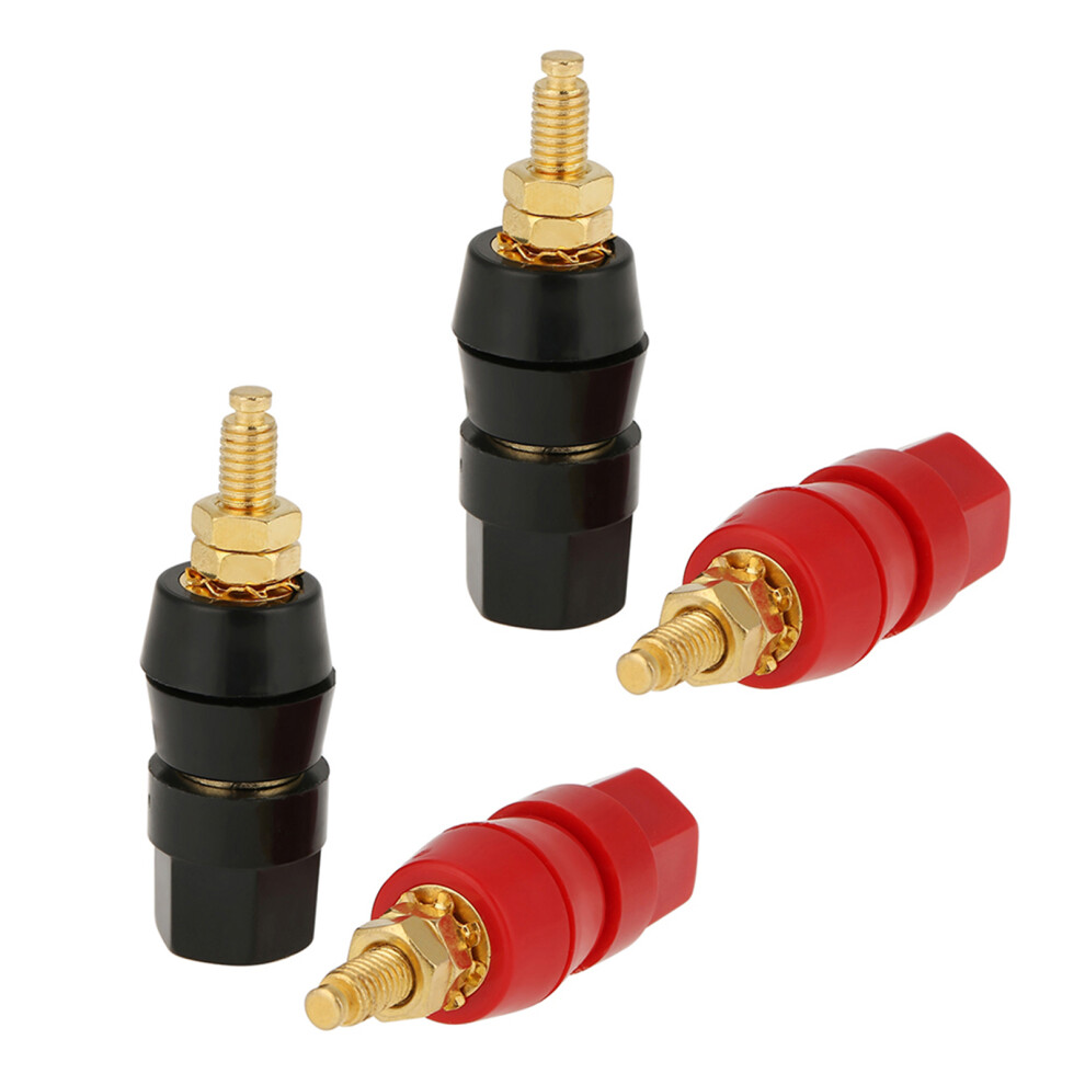 Audio Speaker Binding Posts 4 Pcs Black Red Banana Jack Connectors 9461392777481