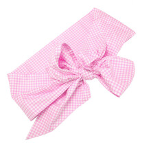 Newborn Cotton Swaddle Wrap with Big Bowknot – Light Pink Plaid, 184cm