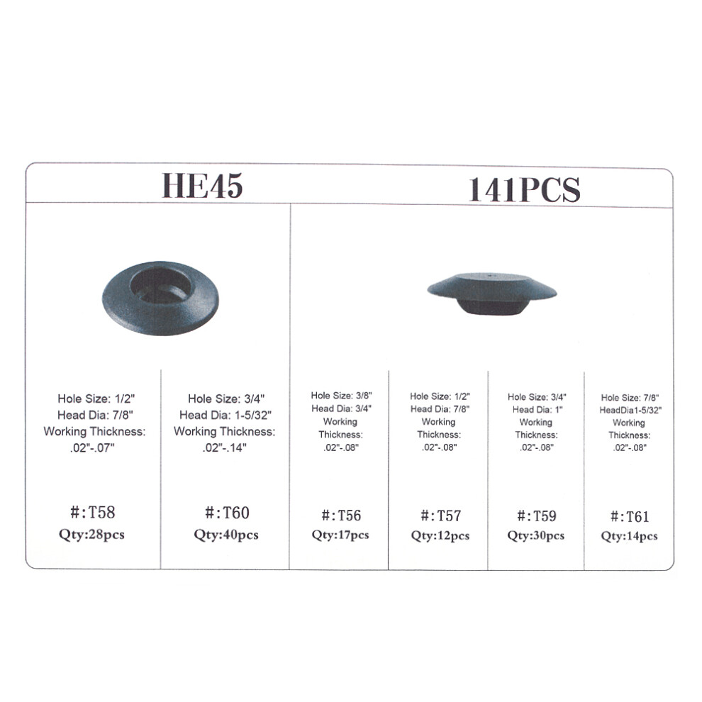 Assorted Car Hole Plugs 141Pcs Kit Auto Body & Sheet Metal Fixing Components 8001392933565