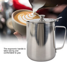 Stainless Steel Milk Frothing Pitcher 1000ml for Latte Coffee Art Leakproof Lid