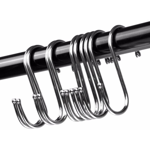 Long-Lasting Metal S Hooks 10 Pack Rustproof for Bathroom & Kitchen Clothes (L) 2