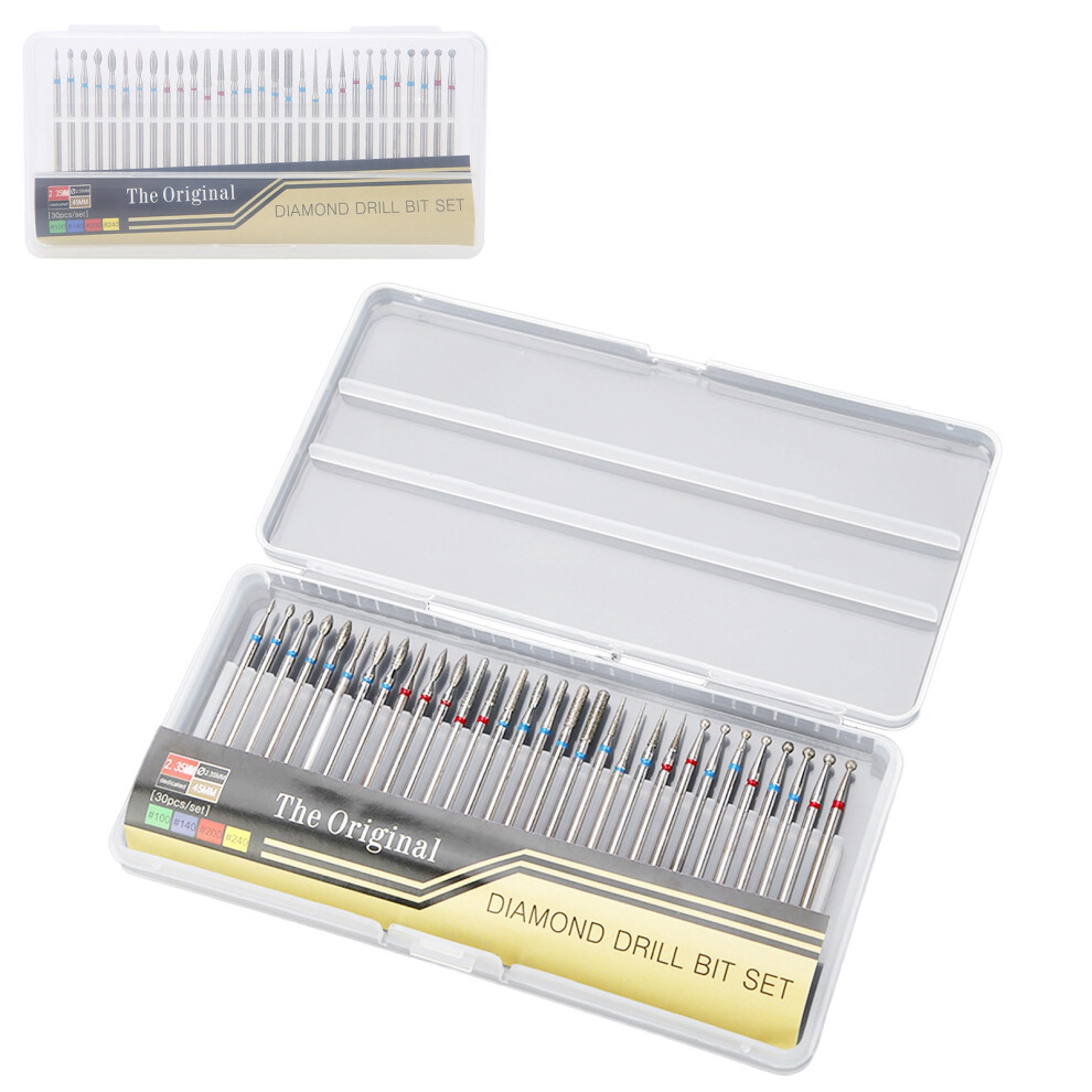 Diamond Drill Nail Bit Set 30pcs for Dead Skin & Cuticle Removal Manicure Tools