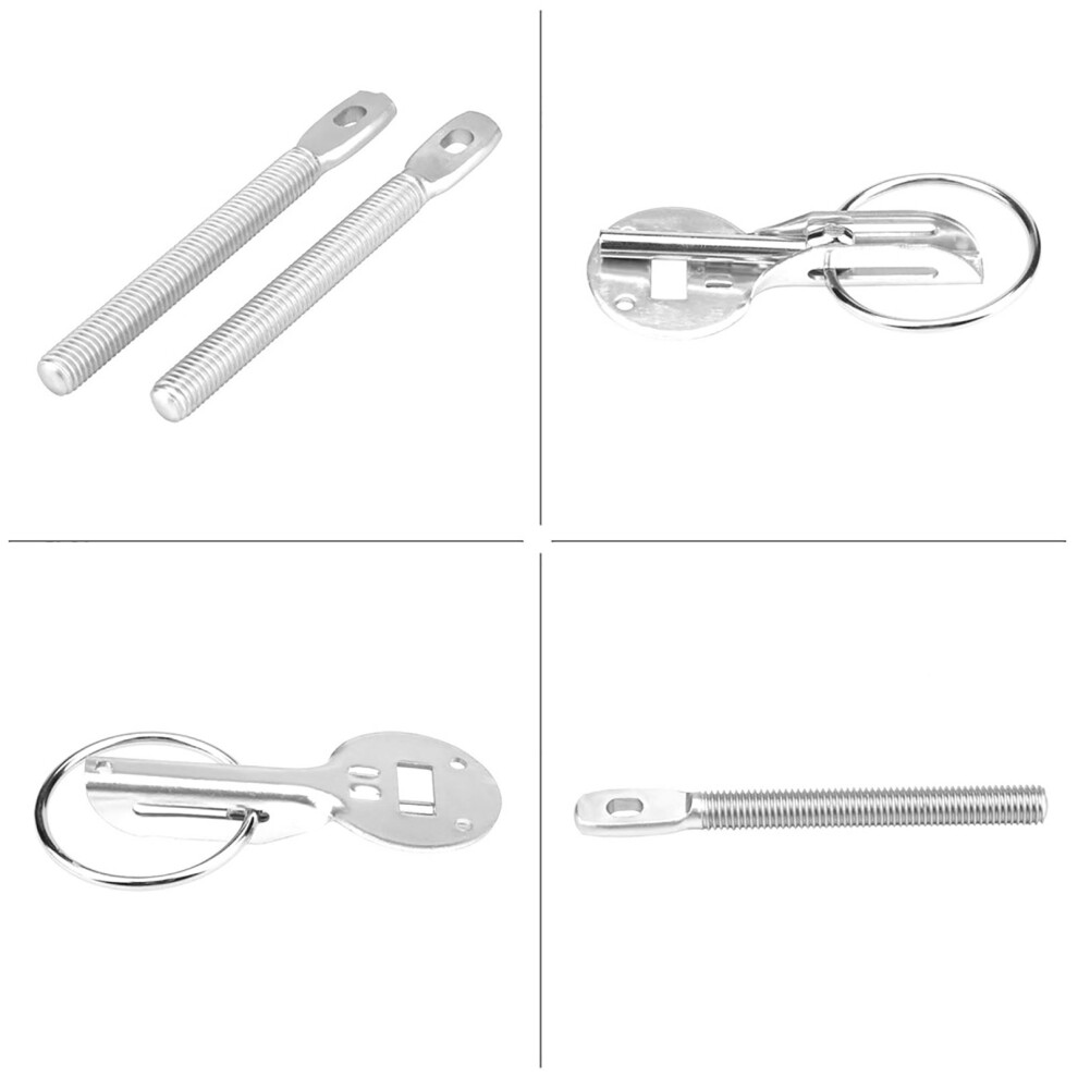 Bonnet Lock Pin Kit Universal Racing Car Silver 7293282080508
