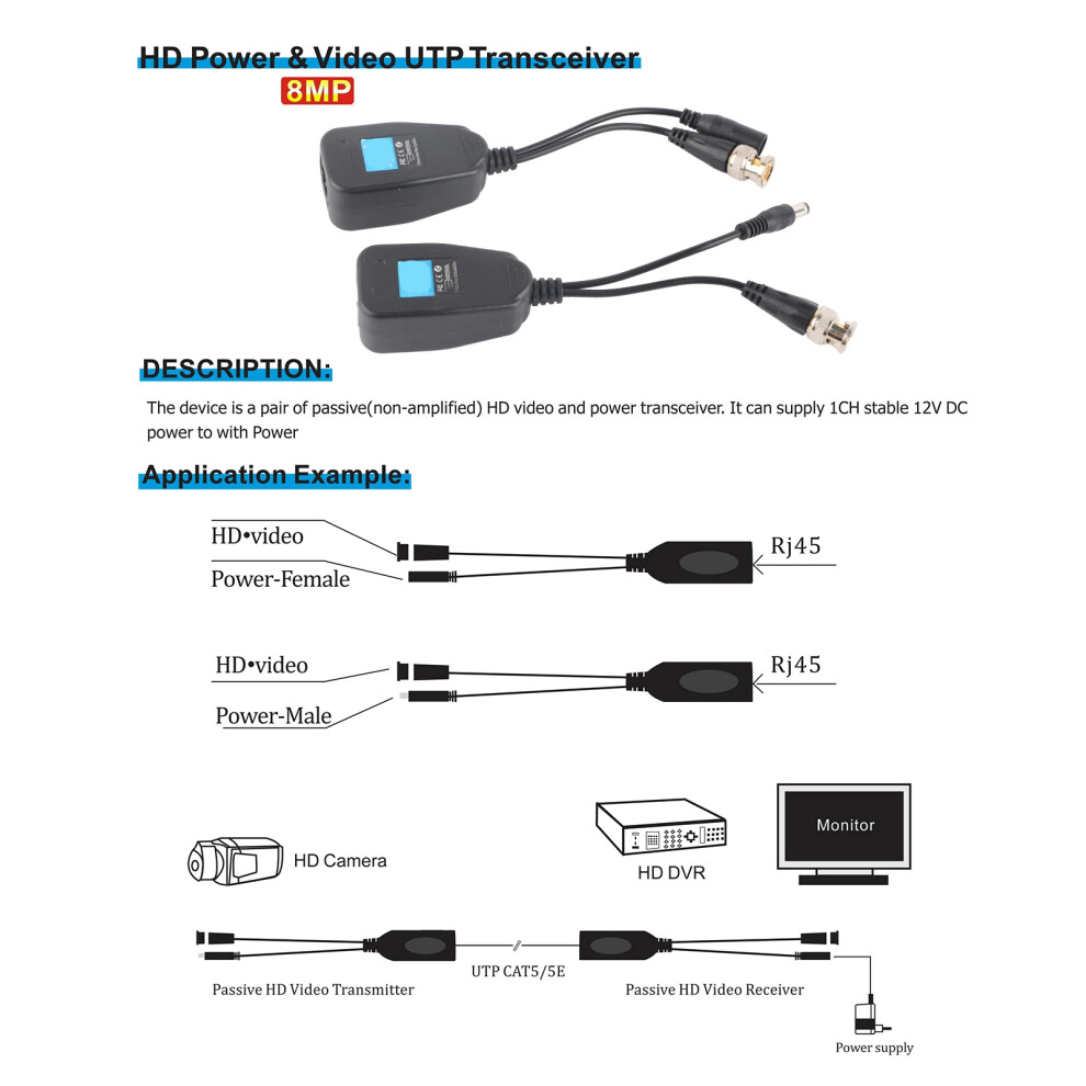 Passive Cctv Bnc Video Power Balun 7340572660220