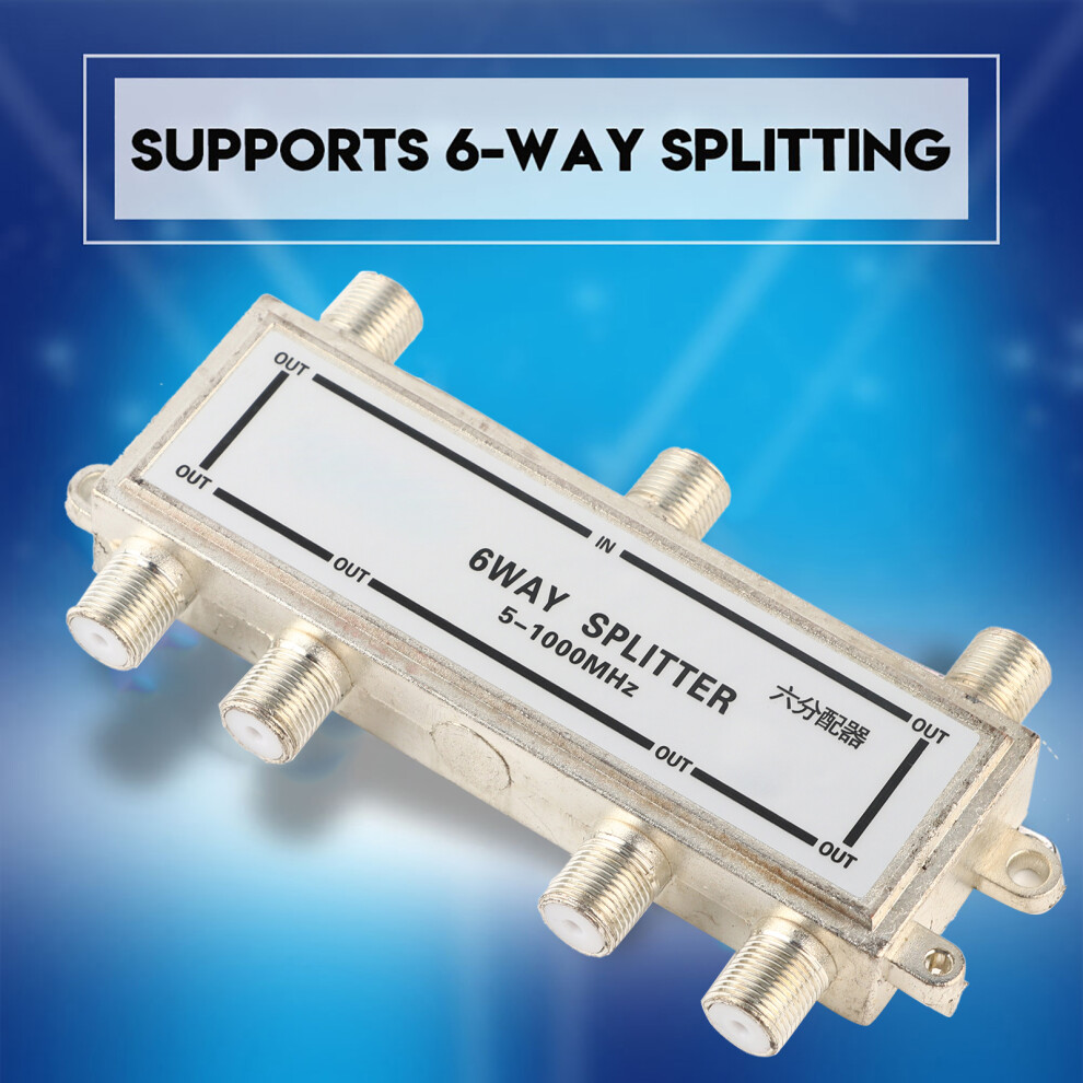 6 Way Catv Coax Splitter 5-1000Mhz For Tv Antenna Signal Amplification 4281392946299