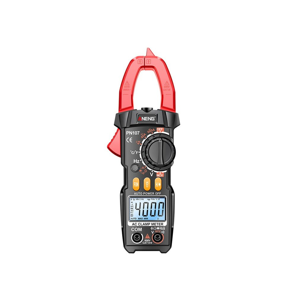 Aneng Pn107 Digital Clamp Meter Ac/ Voltage True Rms Multimeter 600A Current Testers Ncv Induction Ohmmer Tools Black & Red 6031959489114