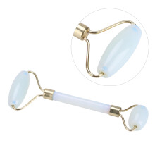 Artificial Jade Doublehead Face and Eye Roller for Anti-Aging, White