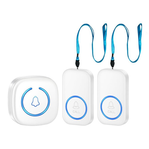 Wireless Lanyard Button Pager Emergency SOS Pager Emergency Call Button for Kids Elderly Call System UK Plug White