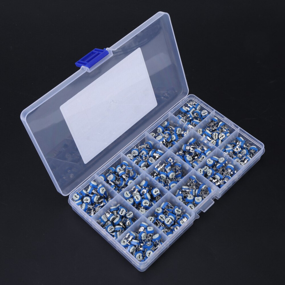 375Pcs Variable Resistor Kit With 15 Values Potentiometers And Storage Box 8251392948506