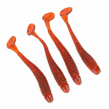 50PCS 5cm Soft Plastic T-Tail Grub Worm Fishing Lures - Red