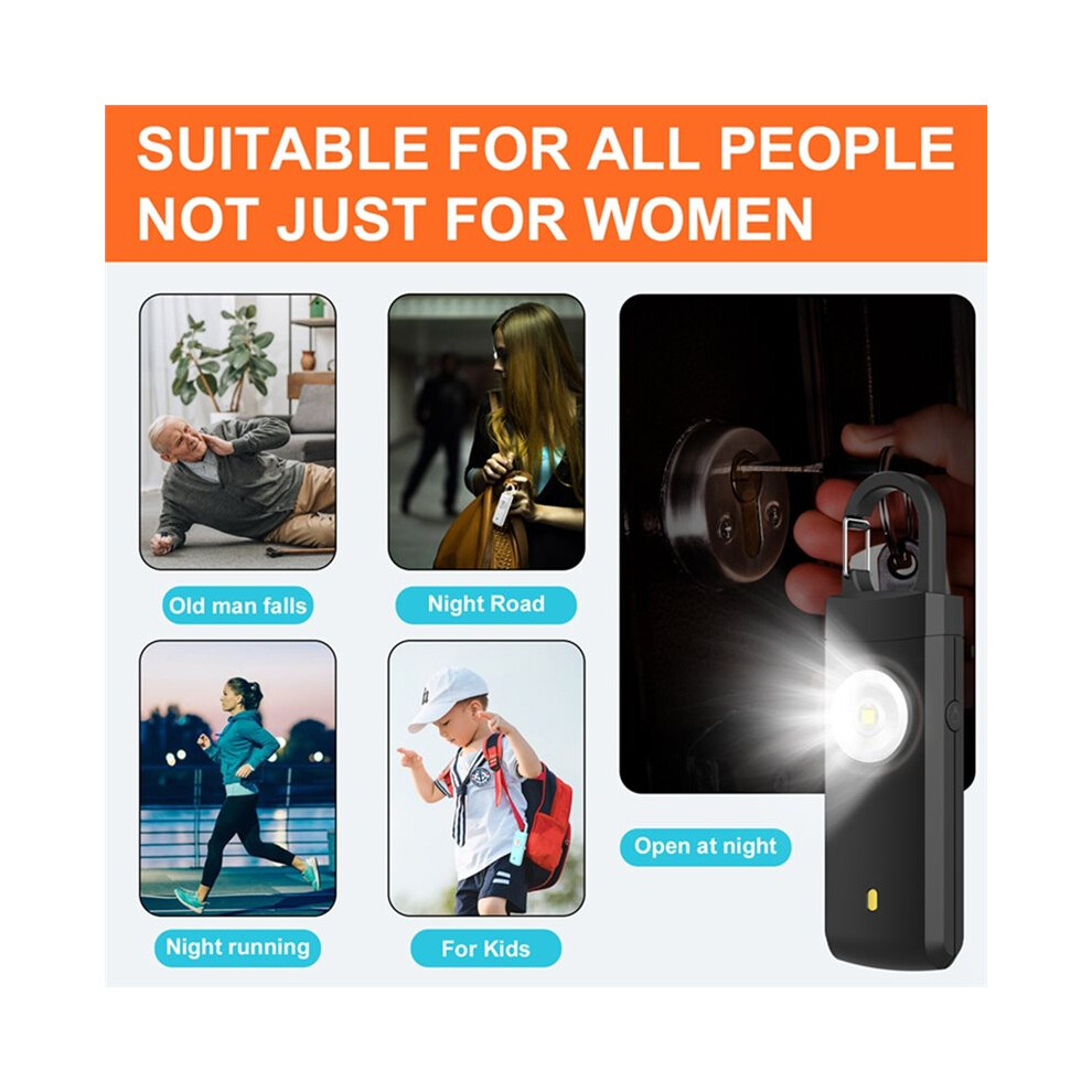 Self Defense Alarm Led Flashlight Rechargeable Safety Siren Alarm Portable Keychain For Female Elderly Children 6032827899608