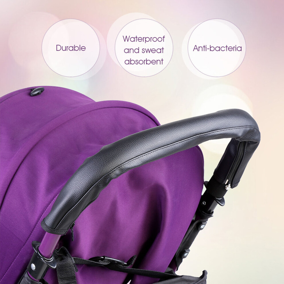 Black PU Leather Stroller Handlebar Cover