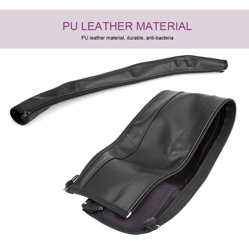 Black PU Leather Baby Stroller Handlebar Cover 53x12cm Protective Case