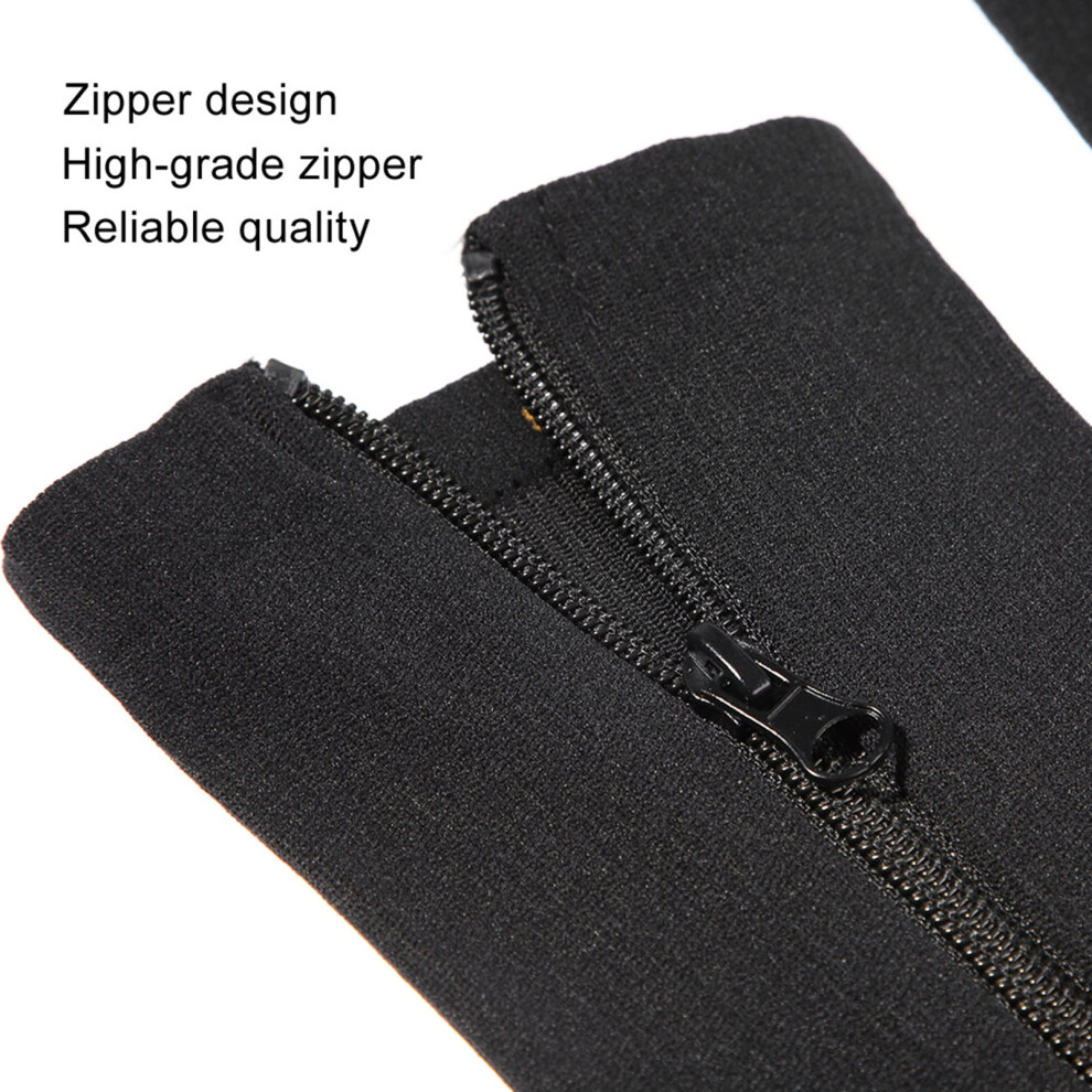 Black Middle Calf Support Socks With Zipper, S/M/L-Xl/Xxl